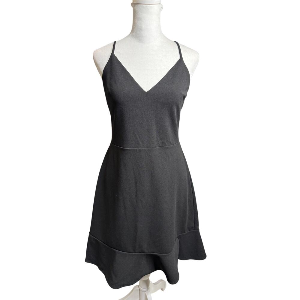 Express Fit and Flare Ruffle Hem Cami Mini Dress Black Size Large